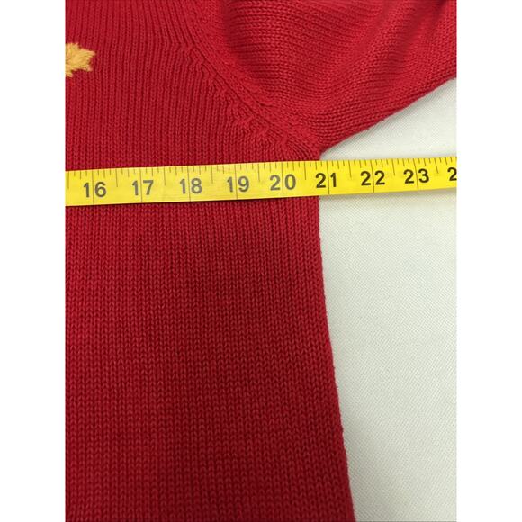Vintage Northern Isles Sweater Womens Size Medium Red Puppy Dog Fall Leaves - Picture 7 of 9